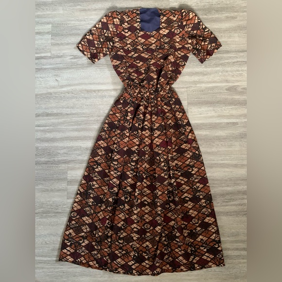 Brown Patterned Handmade Dress - Picture 1 of 6